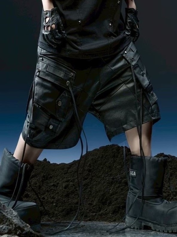 【RICH】Cargo Wide Short Pants / 【リッチ】コーティングカーゴハーフパンツ