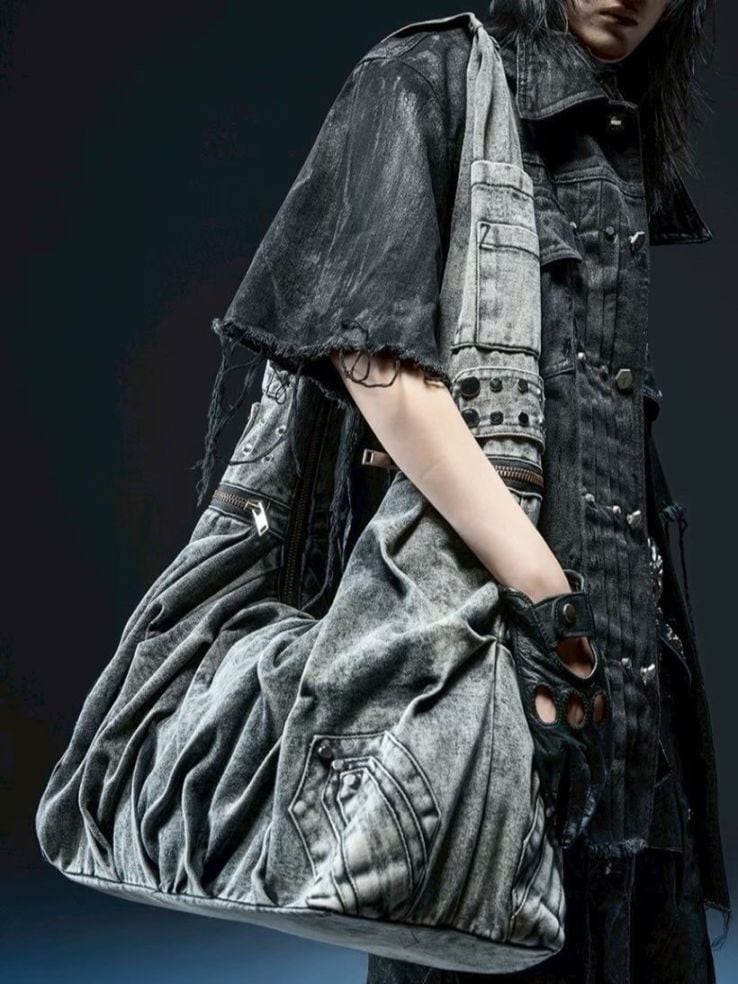 【RICH】Crinkle Denim Stone Washed Bag / 【リッチ】ストーンウォッシュドデニムショルダーバッグ