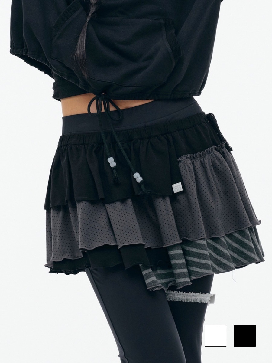 【TUOMIO】BANDED LAYERED SKIRT / 【トゥオミオ】バンディッドレイヤードスカート