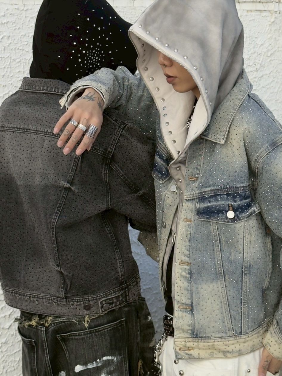 デニム ラインストーン ジャケット Never mind the XU】rhinestone denim jacket / 【ネバーマインドザ