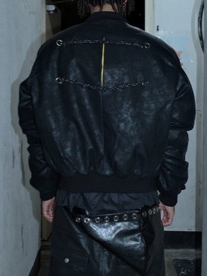【BEBOF】Cracked fake leather jacket / 【ビーボフ】クラックフェイクレザージャケット