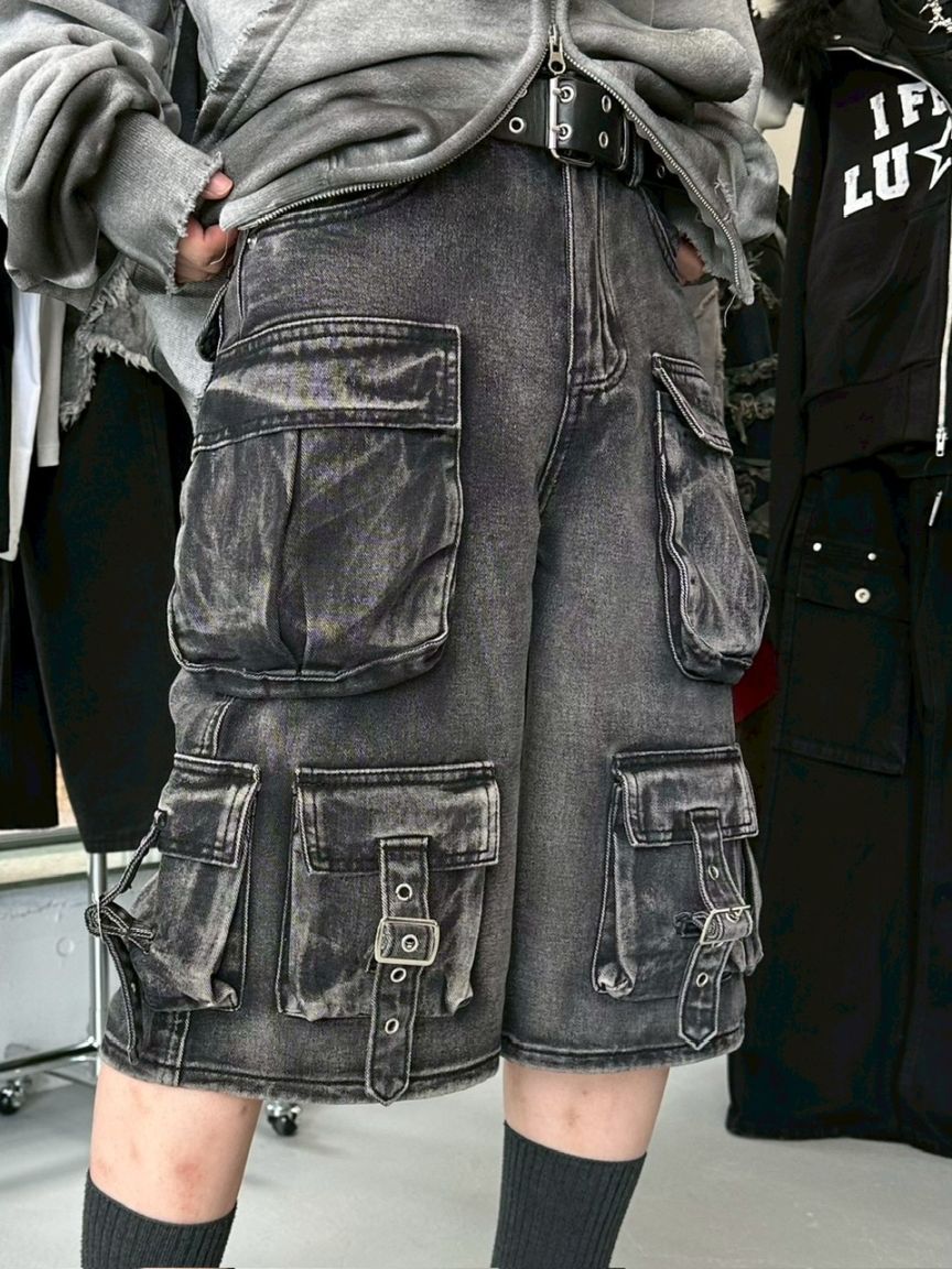 【Never mind the XU】pocket denim half pants / 【ネバーマインドザエックスユー】ポケットデニムハーフパンツ