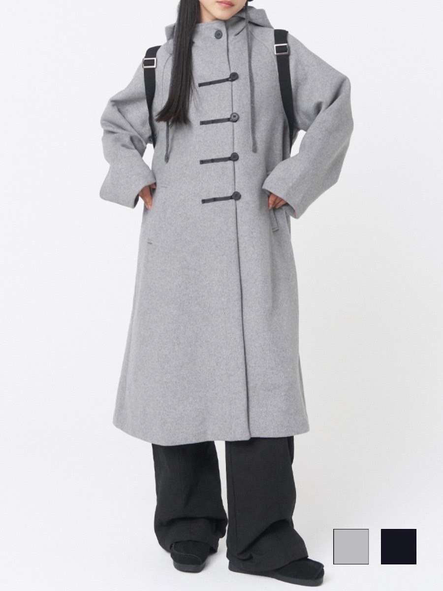 ジャケット・アウター misekiseoul Hoodie long duffle Coat GREY Miseki seoul】Hoodie long duffle coat | OUR BRAND,Miseki seoul