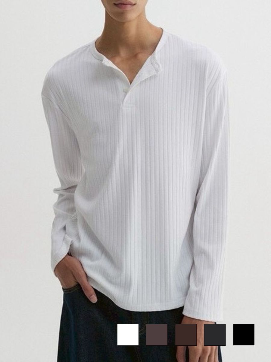 【DNSR】Ribbed Henley Long Sleeve