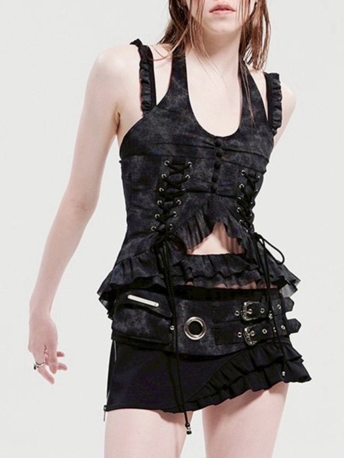 【HOLY NUMBER 7】open shirring sleeveless top