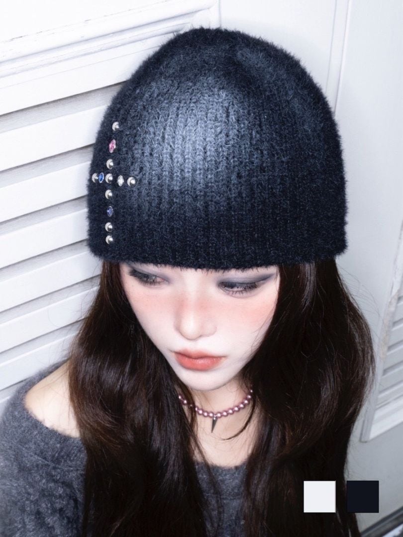 【CHERRYQUIRI】crystal flare cross beanie