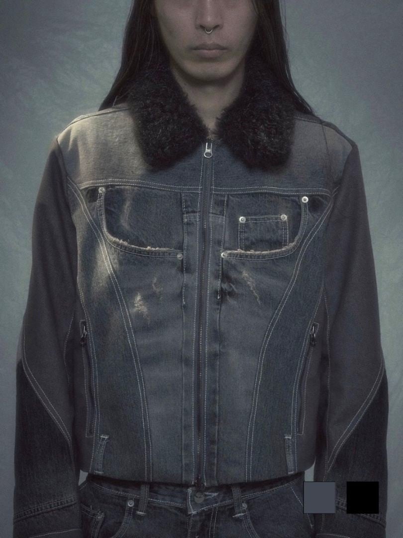 11/13 20:00発売【SURGERY】Surgery fur trimming denim jacket