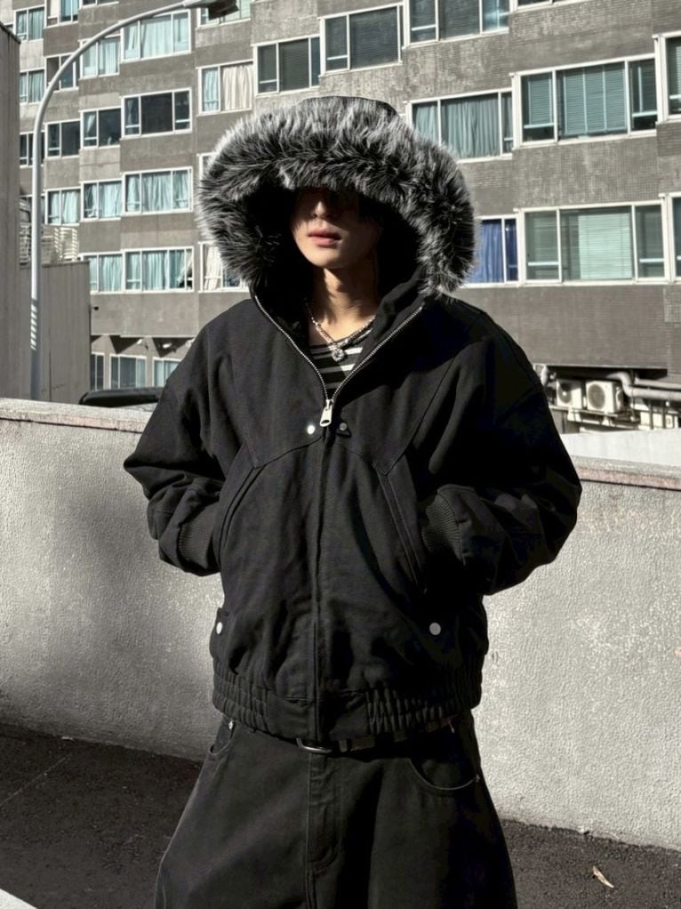 受注制【youll】cropped fur hooded blouson