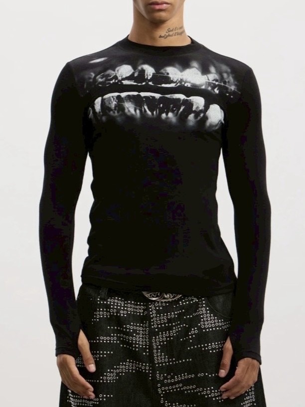 【DND4DES】Dental Wool Long Sleeve /【ディーエヌディーフォーデス】フロントデザインウール長袖Tシャツ