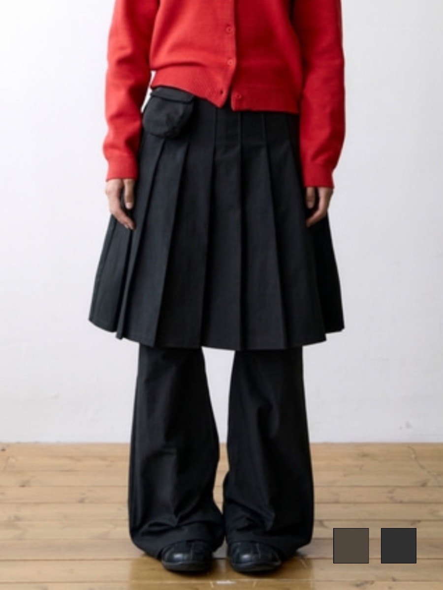 【THECOLDESTMOMENT】TCM skirt layered pants