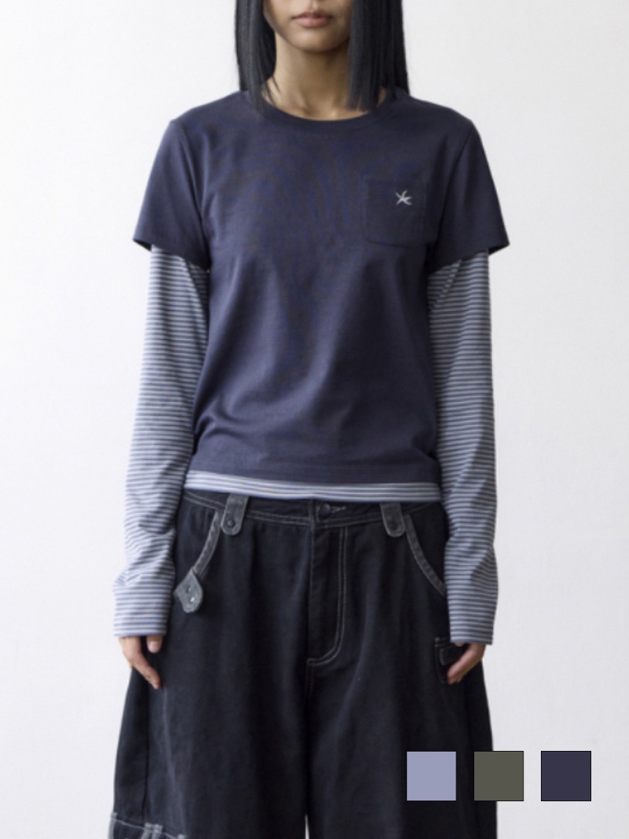 【THECOLDESTMOMENT】TCM stripe layered long sleeve