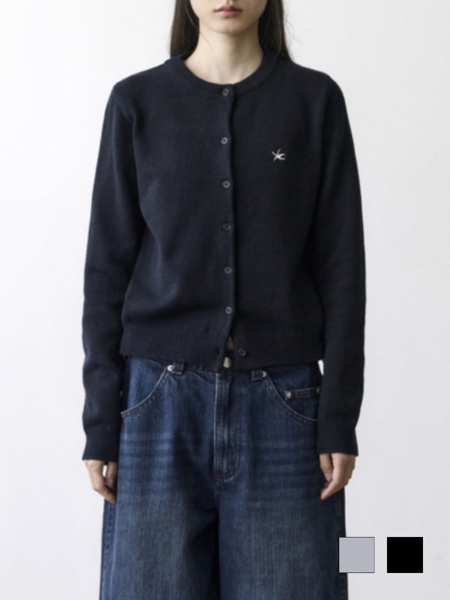 【THECOLDESTMOMENT】TCM mini logo knit cardigan