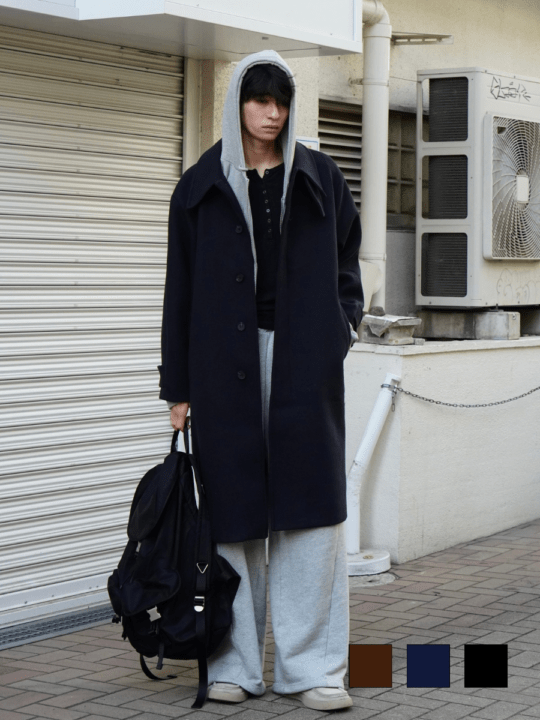 東京店WEB限定受注制【Chikashitsu +】balmacaan coat / 【チカシツプラス】バルマカーンコート (3color)