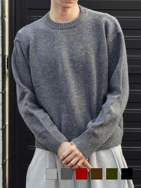 東京店WEB限定受注制【Chikashitsu +】soft touch crew neck knit / 【チカシツプラス】ソフトタッチクルーネックニット (6color)