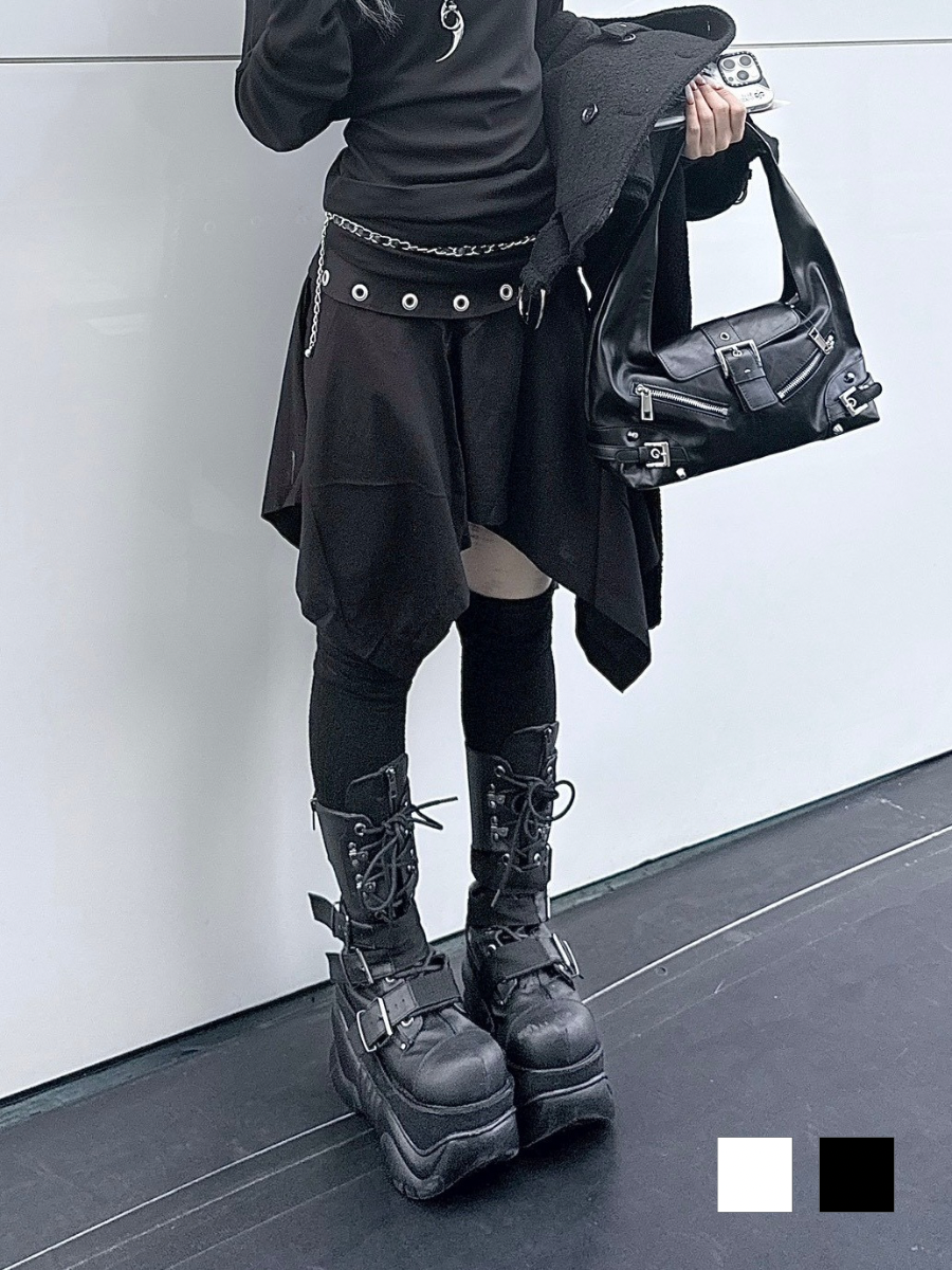 受注制【nmtc +】Eyelet midi skirt / 【チカシツプラス】アイレットミディアムスカート  (2color)