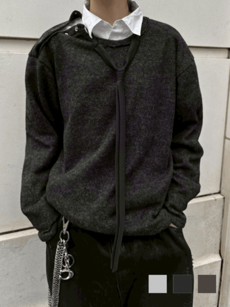 受注制【nmtc +】shoulder button knit / 【エヌエムティーシープラス】肩ボタンニット (3color)