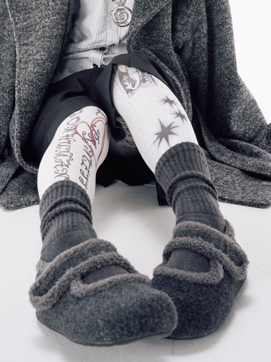 受注制【Nerd out XU】fur mary jane flat shoes / 【ナードアウトエックスユー】ファーメリージェーンフラットシューズ (3color)