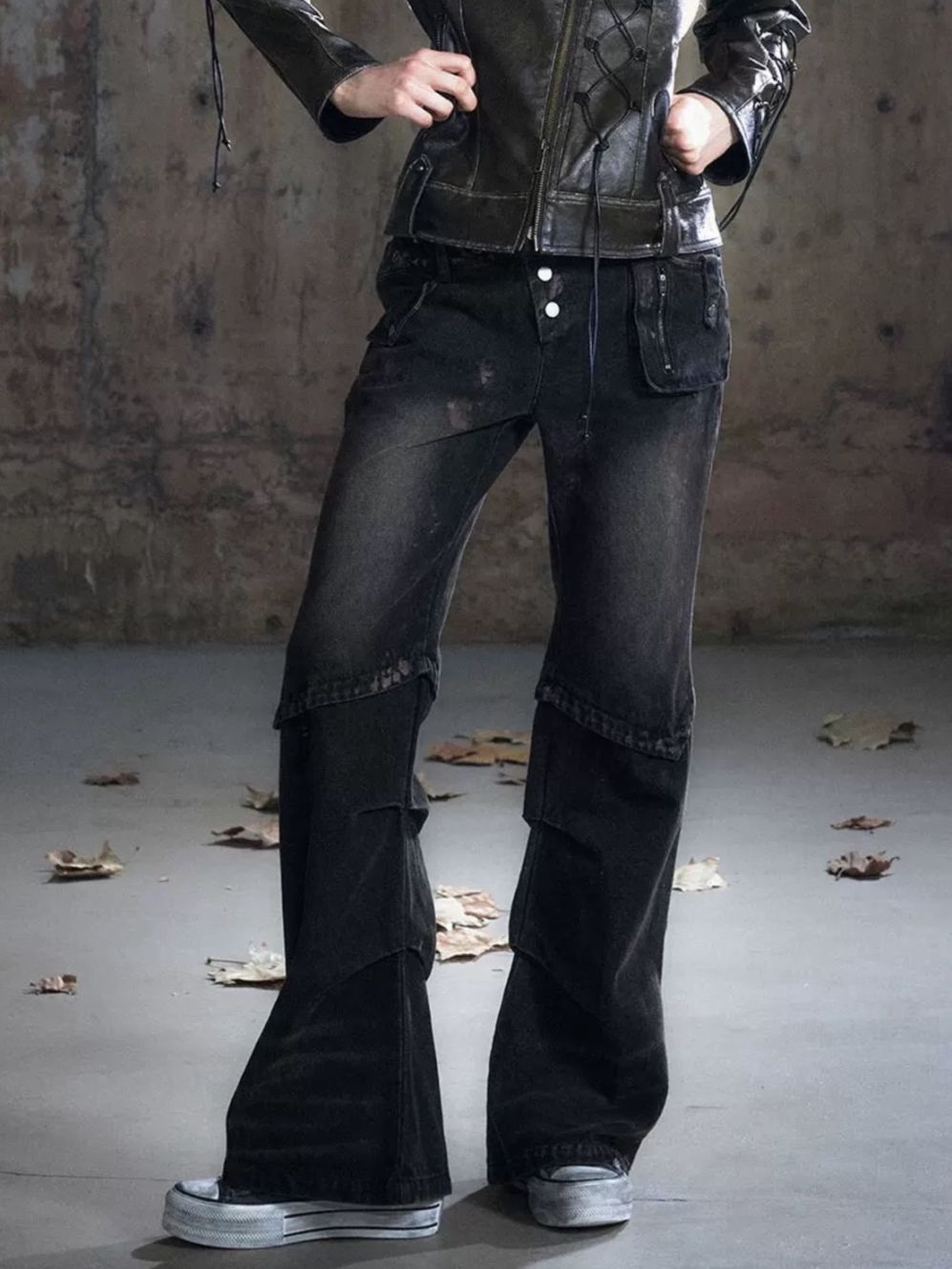 【Cest Nous】Dirty Wash Double Waist  Jeans  / 【セヌー】ダーティーウォッシュダブルウエストデニムパンツ