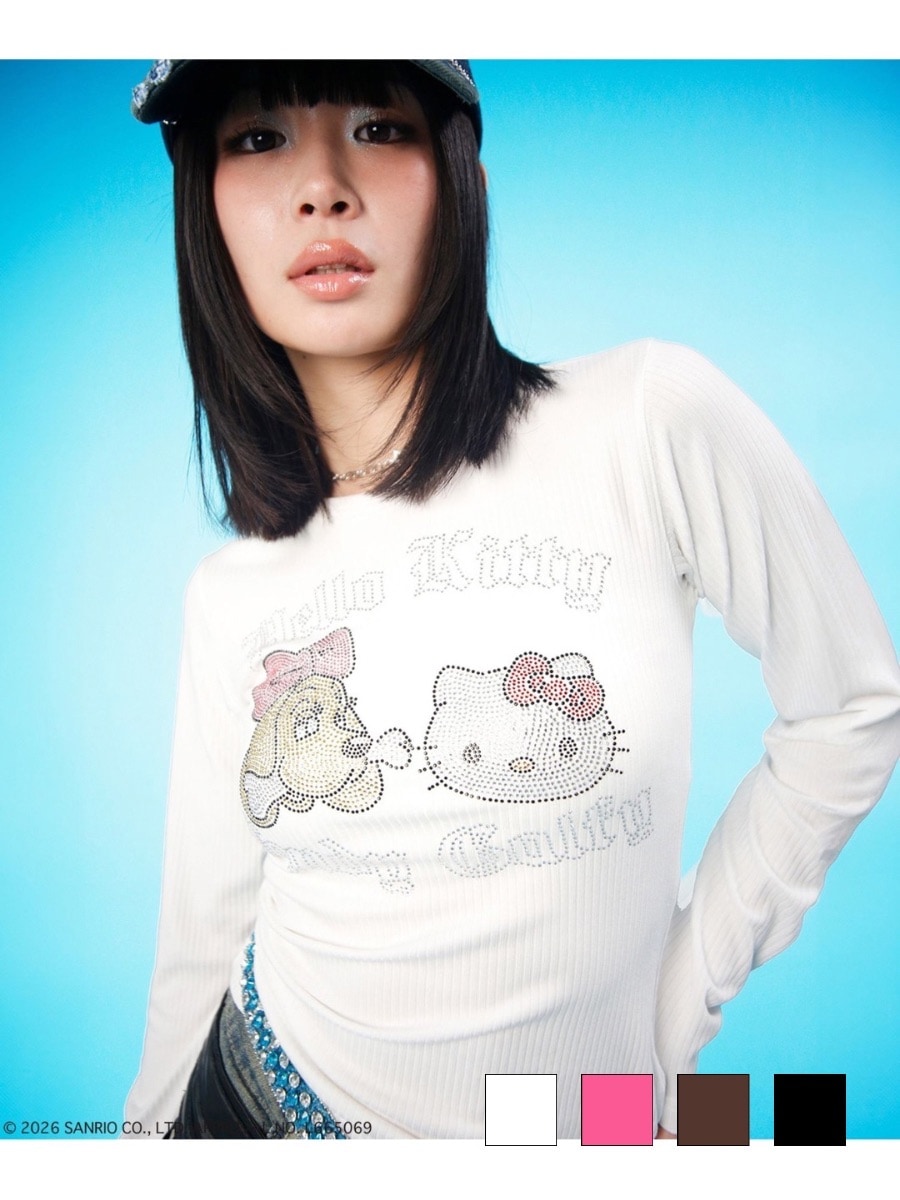 2/10 20:00発売【GALFY】キラキラガルTee / 【ガルフィー】ラインストーンシースルー長袖Tシャツ