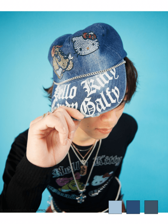 2/10 20:00発売【GALFY】キラキラデニムキャップ / 【ガルフィー】ラインストーンデニムキャップ