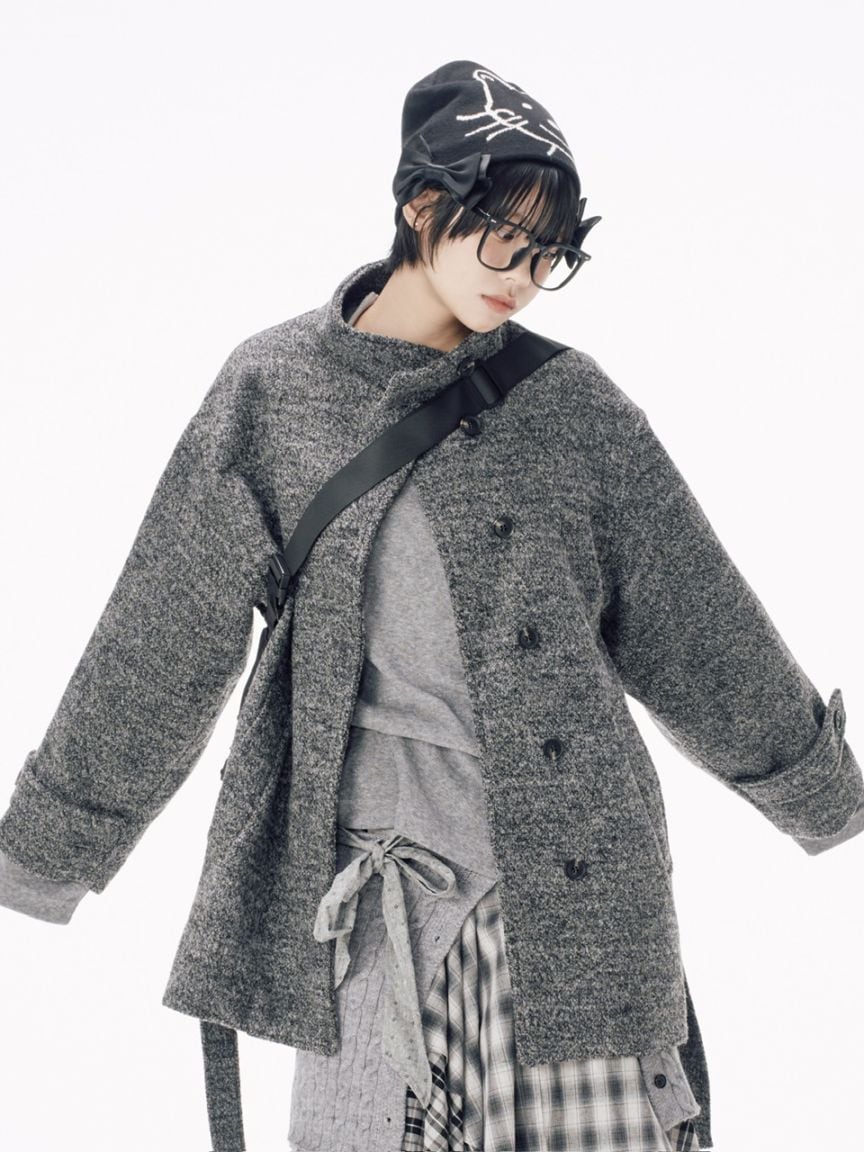 受注制【Nerd out XU】stand collar over coat / 【ナードアウトエックスユー】スタンドカラーオーバーコート
