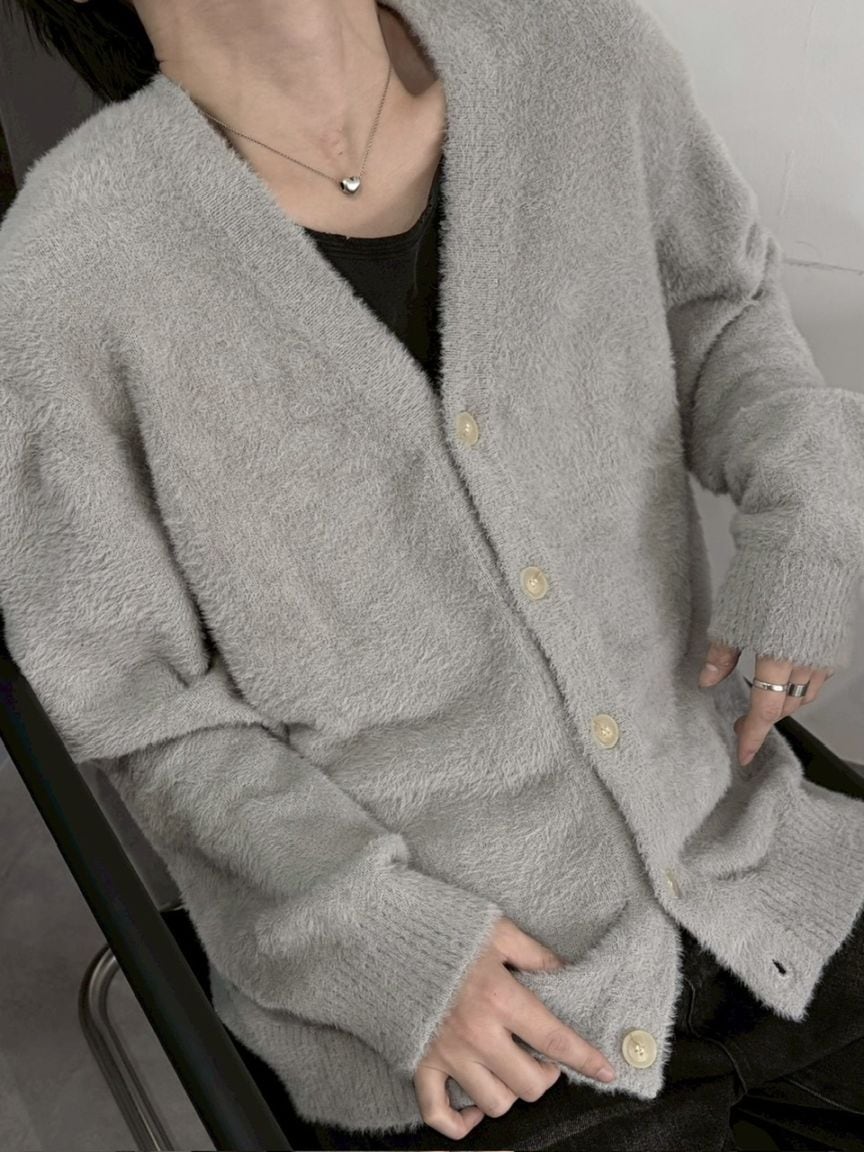 受注制【LUV CODE】shaggy knit cardigan (2color)