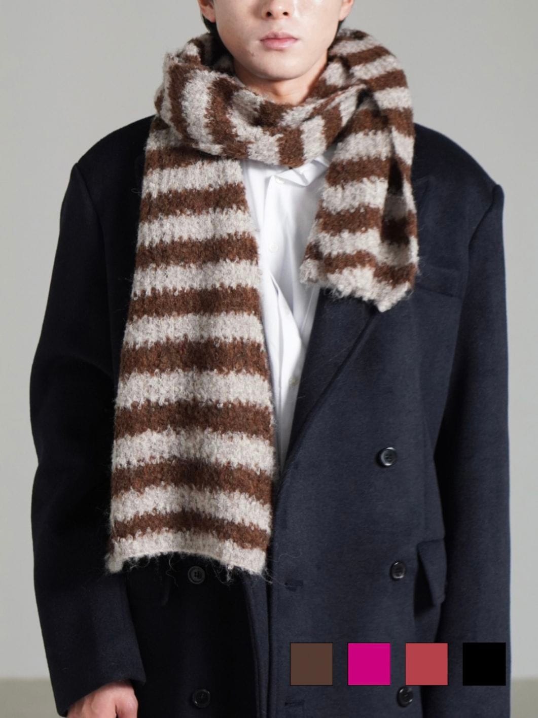 受注制【Chikashitsu +】candy border muffler / 【チカシツプラス】キャンディーボーダーマフラー (4color)