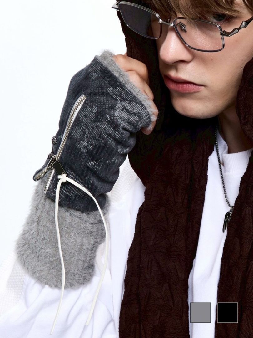 【RSSC】VELVET MIXED HAIRY KNIT HAND WARMER