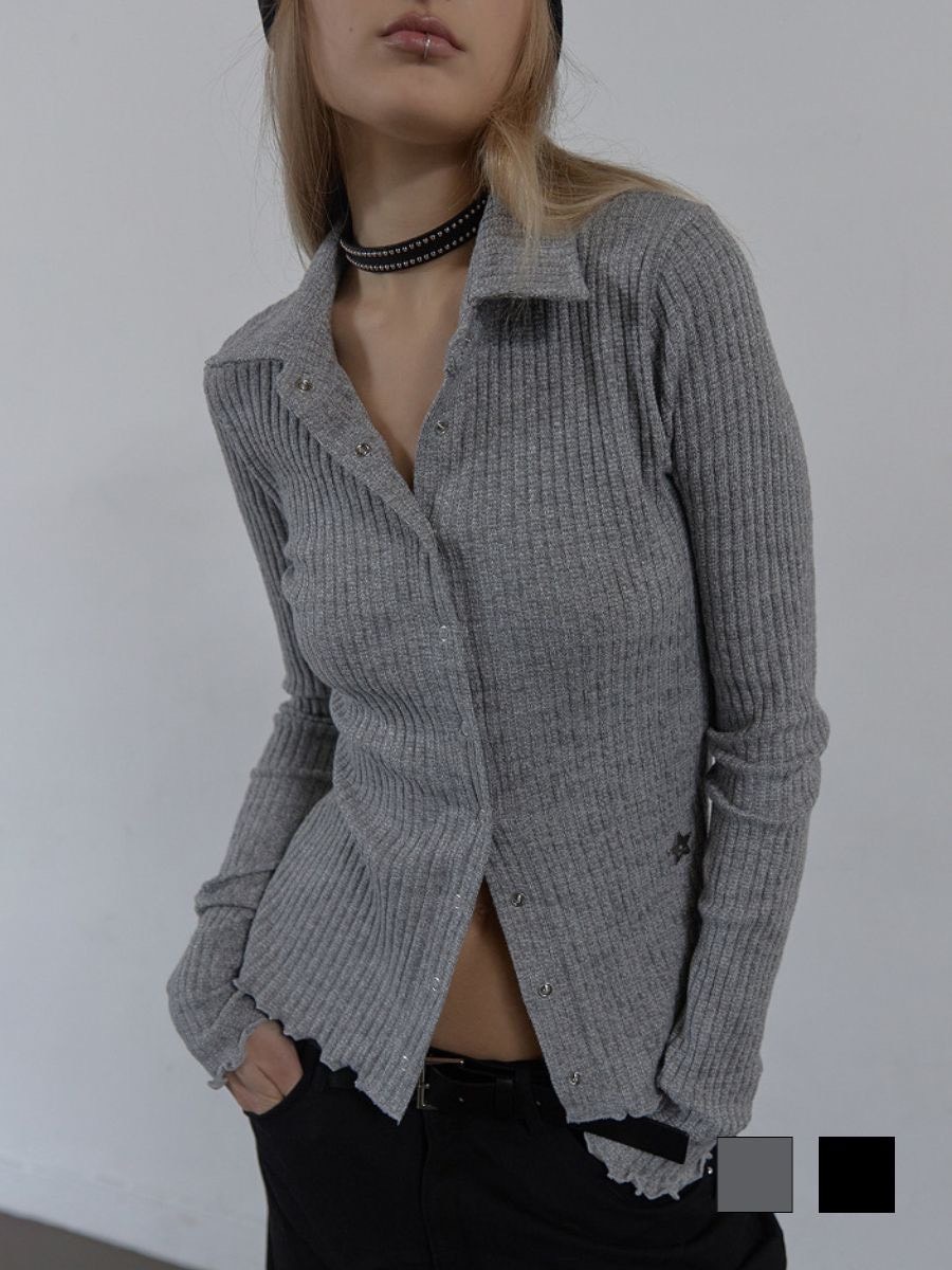 【SETUP‐EXE】SNAP GOLGI SHIRT / 【セットアップエグゼ】ボタンニット長袖シャツ