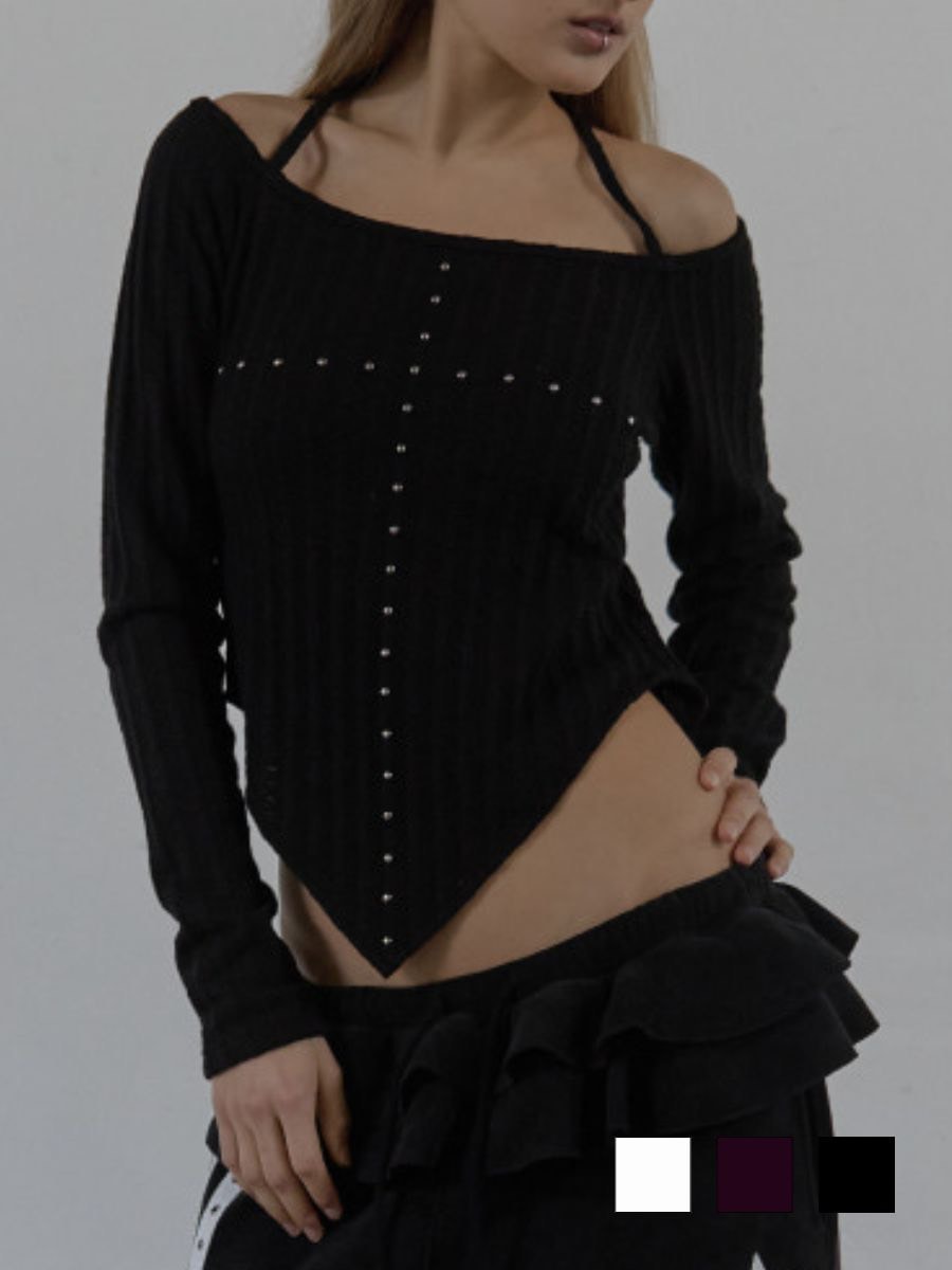 【SETUP‐EXE】WESTERN CROSS TOP / 【セットアップエグゼ】クロスオフショル長袖Tシャツ