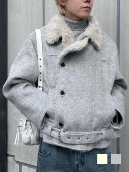 受注制【nmtc +】double rider mouton jacket / 【エヌエムティーシープラス】ダブルライダームートンジャケット  (2color)