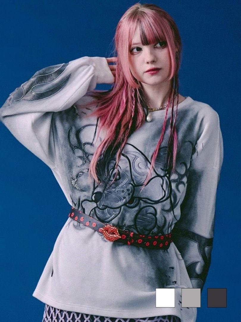 【GALFY】汚れ部族ワッフルロンTEE / 【ガルフィー】汚れ部族ワッフルロンTEE