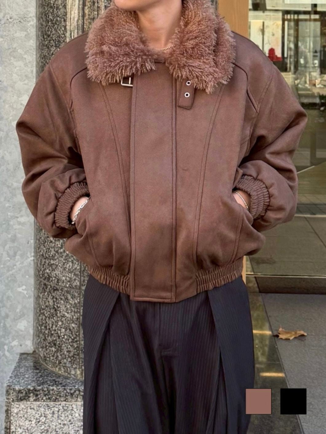 ジャケット・アウター Chikashitsu + oversized wool double coat 大阪店WEB限定【Chikashitsu +】oversized wool double coat (2color