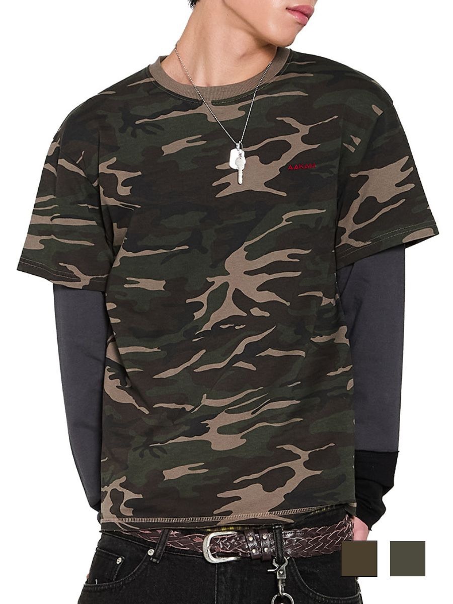 【AAKAM】Camouflage layered Long Sleeve