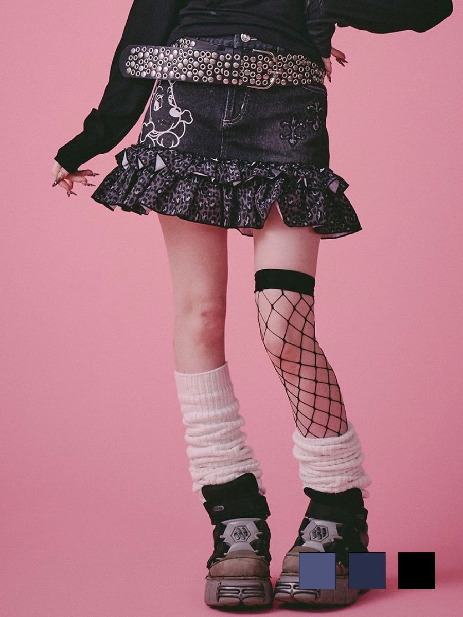 【GALFY】GALちゃんフリフリSK / 【ガルフィー】レオパードフリルデニムミニスカート