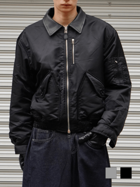 東京店WEB限定受注制【Chikashitsu +】leather collar bomber jacket