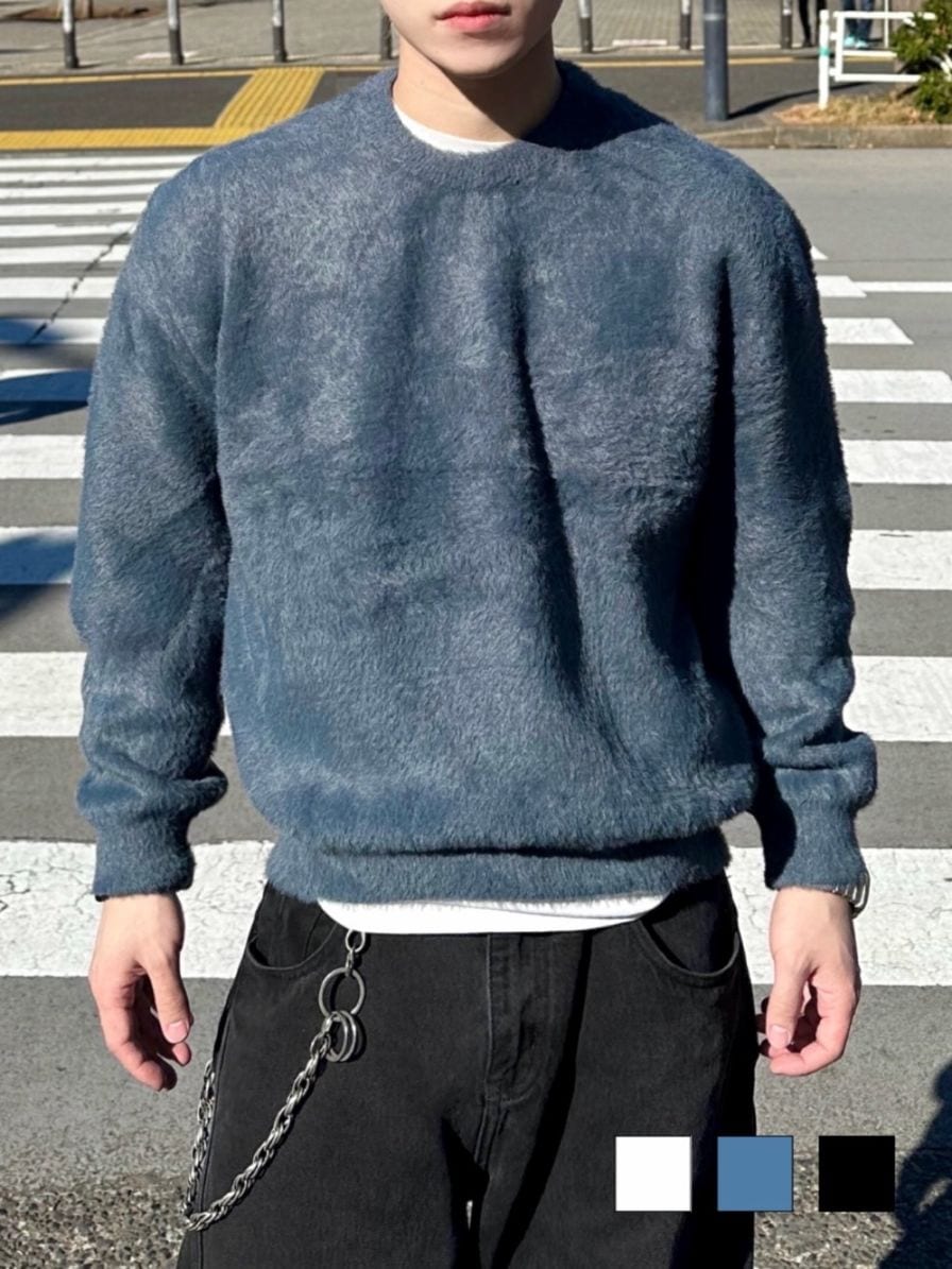 大阪店WEB限定受注制【Chikashitsu +】cropped hairy knit
