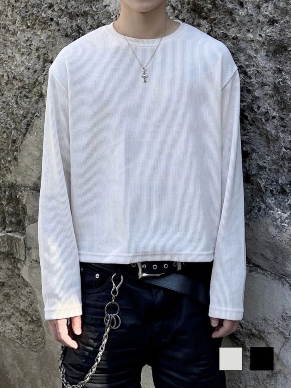 大阪店WEB限定受注制【Chikashitsu＋】cropped waffle long sleeve