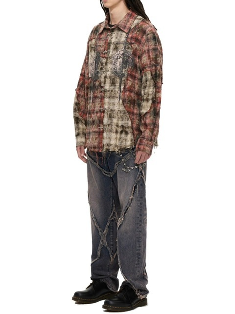 【The Boy Has No Patience】ECLIPSE OF BLOOD MOON PATCHWORK SHIRT