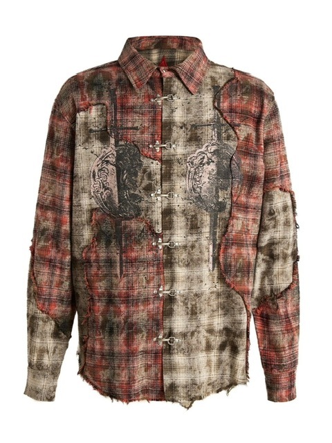 【The Boy Has No Patience】ECLIPSE OF BLOOD MOON PATCHWORK SHIRT