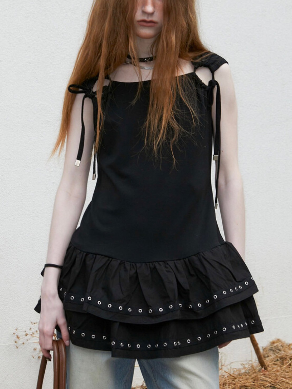 【NOTKNOWING】Eyelet Sleeveless Tee OPS レイヤードワンピース NOT KNOWING】Eyelet Sleeveless Tee OPS | OUR BRAND,NOT