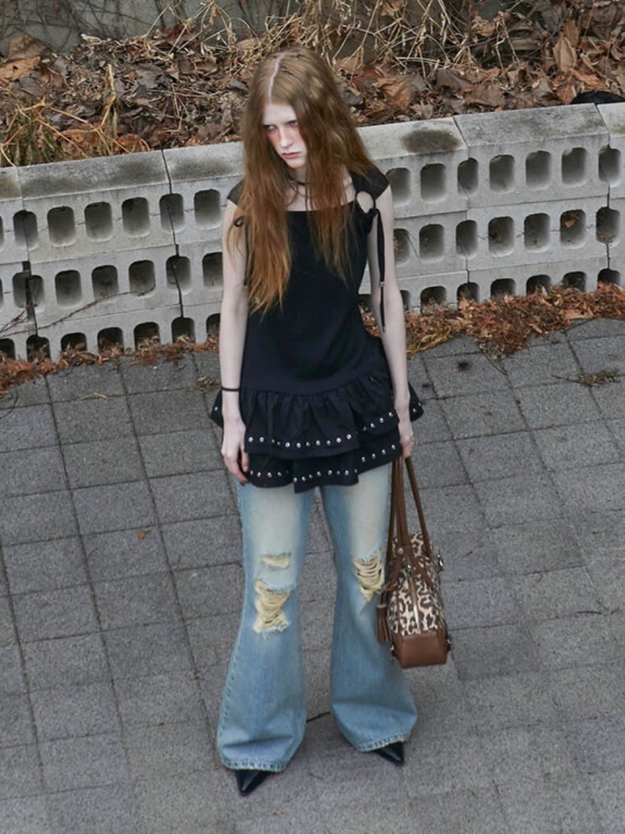 【NOTKNOWING】Eyelet Sleeveless Tee OPS レイヤードワンピース NOT KNOWING】Eyelet Sleeveless Tee OPS | OUR BRAND,NOT