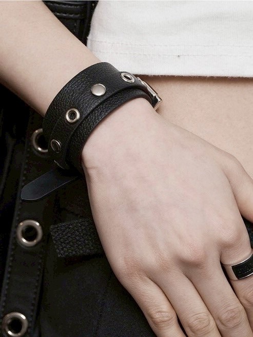 【BLACKPURPLE】25SS★ Big Belted Cowhide Bracelet BLACK PURPLE】Big Belted Cowhide Bracelet | OUR BRAND,BLACK