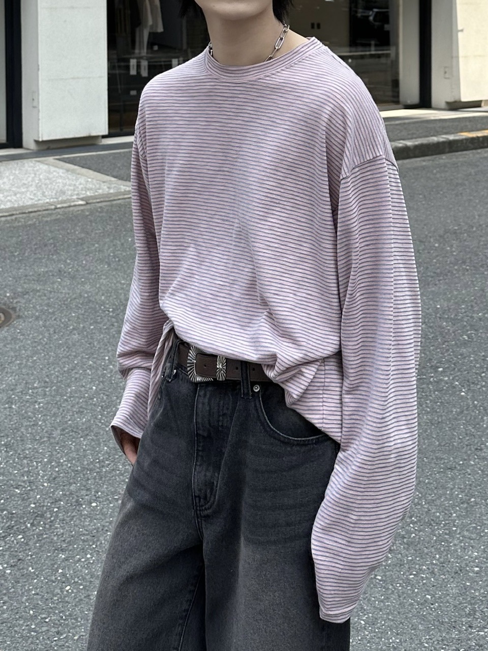 受注制【Chikashitsu +】fine border long sleeve (4color)