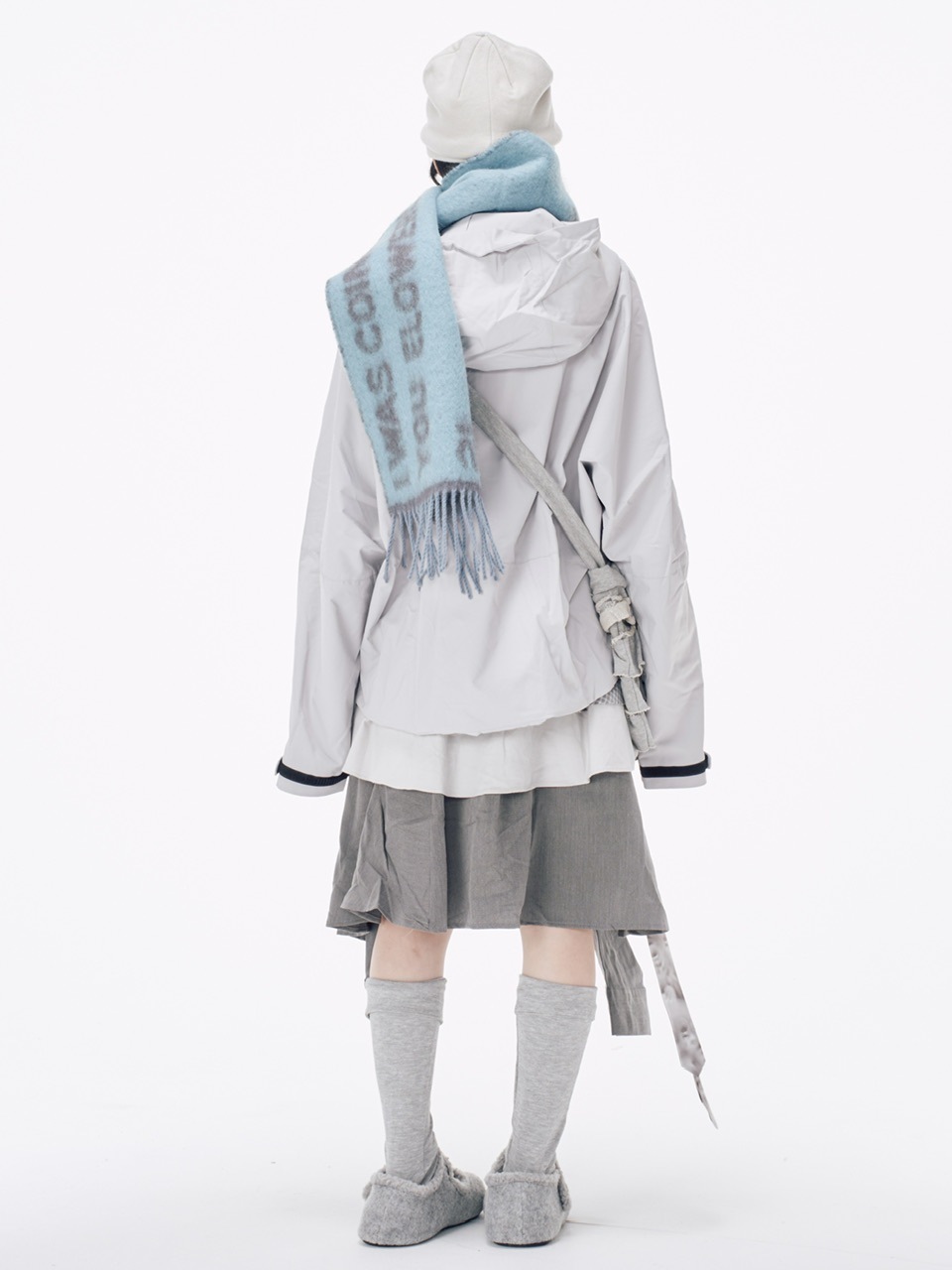 受注制【Nerd out XU】lettering shaggy muffler (2color)