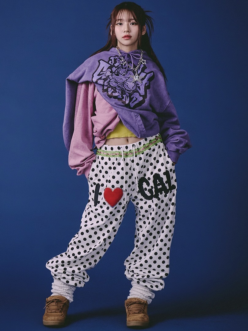 PUFFY STOF コラボ パンツ GALFY】ポップポップI LOVE GALスウェパン / 【ガルフィー】ドット