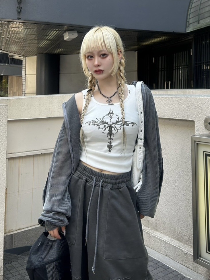 受注制【Never mind the XU】pigment track mesh zip hoodie