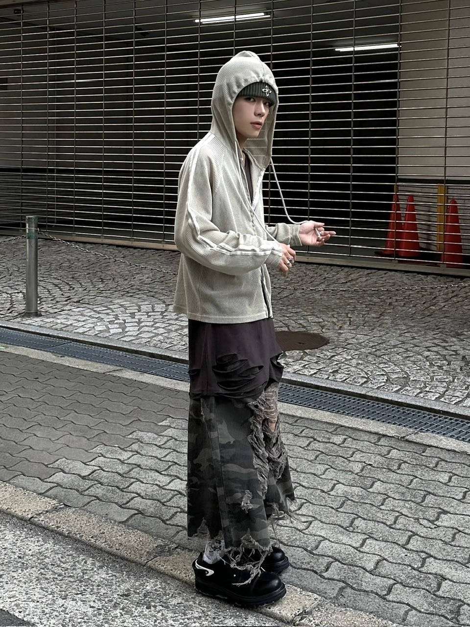 受注制【XU DOG】pigment track mesh zip hoodie 受注制【Never mind the XU】pigment track mesh zip hoodie