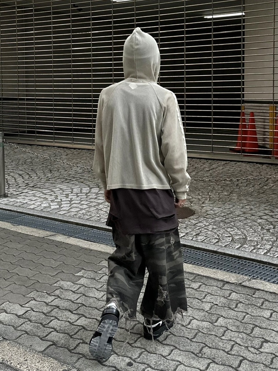 受注制【Never mind the XU】pigment track mesh zip hoodie