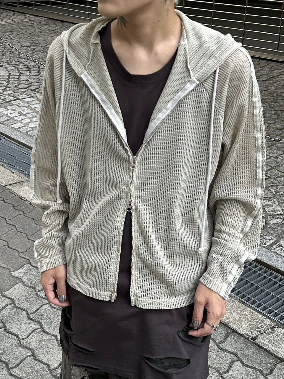 受注制【XU DOG】pigment track mesh zip hoodie 受注制【Never mind the XU】pigment track mesh zip hoodie